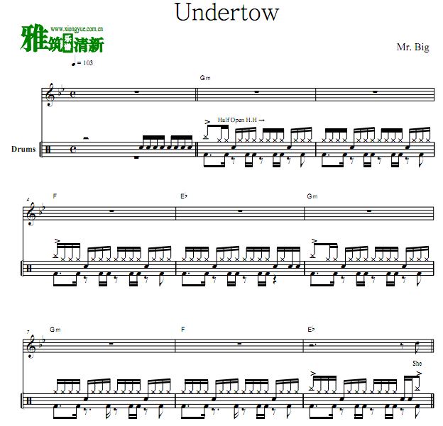 MrBig - Undertow架子鼓谱
