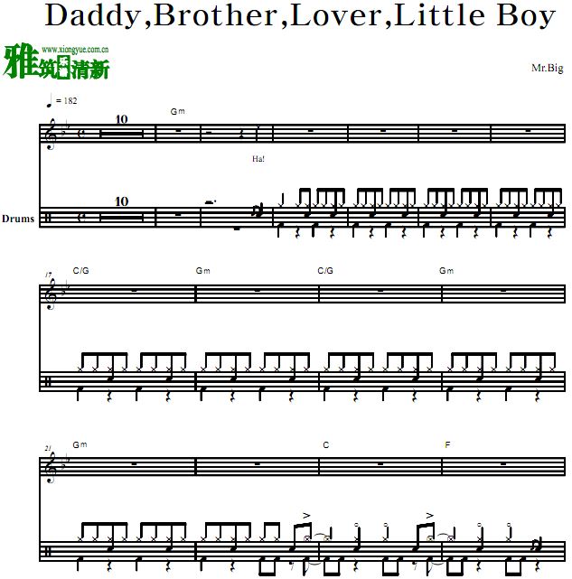 Mr.Big - Daddy,Brother,Lover,Little Boy架子鼓谱