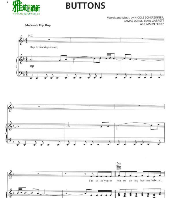 Pussycat Dolls - Buttons歌谱 正谱 钢琴谱