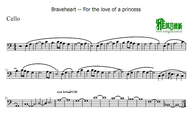 For the Love of a Princess大提琴谱