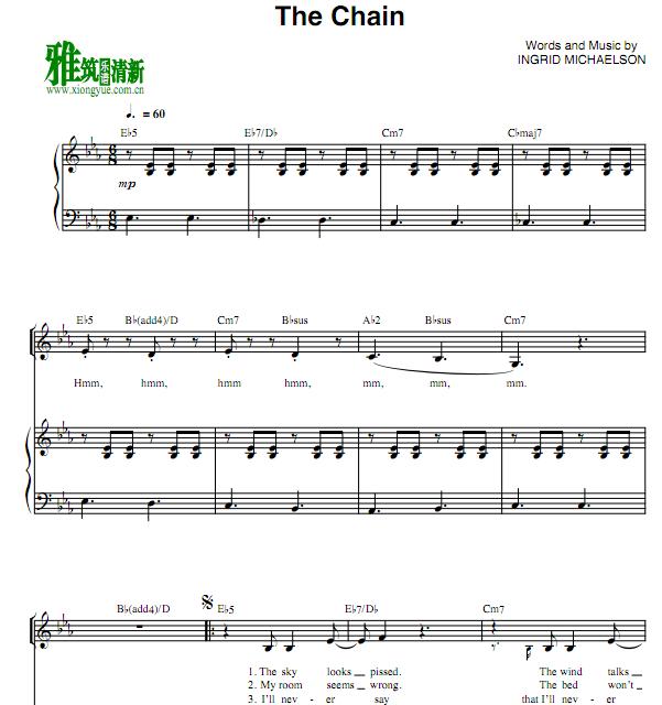 Ingrid Michaelson - The Chain歌谱 正谱 钢琴伴奏谱