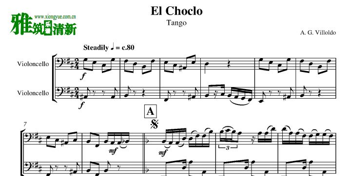 El Choclo大提琴二重奏谱