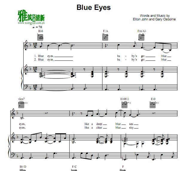 Elton John - Blue Eyes钢琴伴奏谱