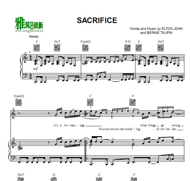 Elton John - Sacrifice钢琴谱