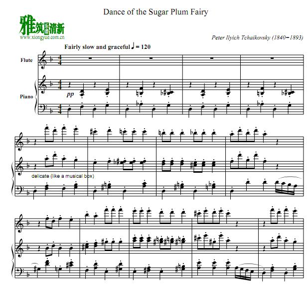 糖果仙子之舞 Dance Of The Sugar Plum Fairy 钢琴长笛二重奏谱