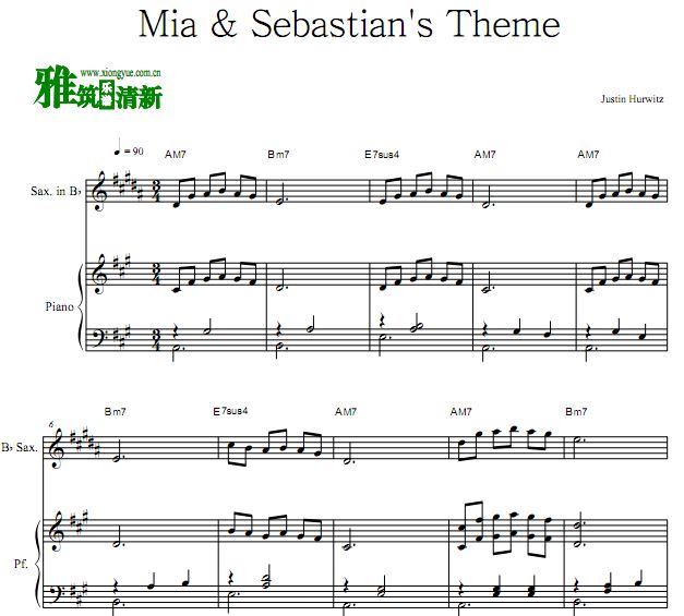 爱乐之城 Mia & Sebastian's Theme降b萨克斯谱