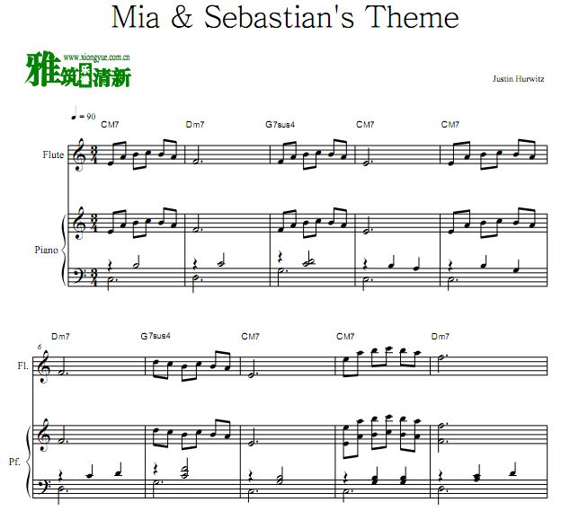 爱乐之城 Mia & Sebastian's Theme长笛谱