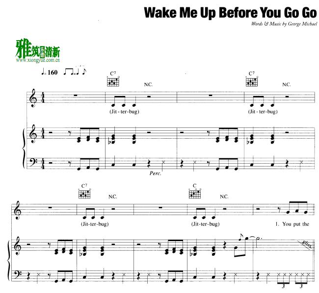 Wham威猛 - Wake Me Up Before You Go Go钢琴伴奏谱
