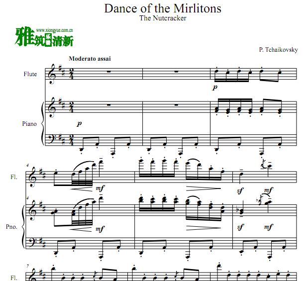 柴可夫斯基Dance of the Mirlitons 芦笛舞曲长笛谱