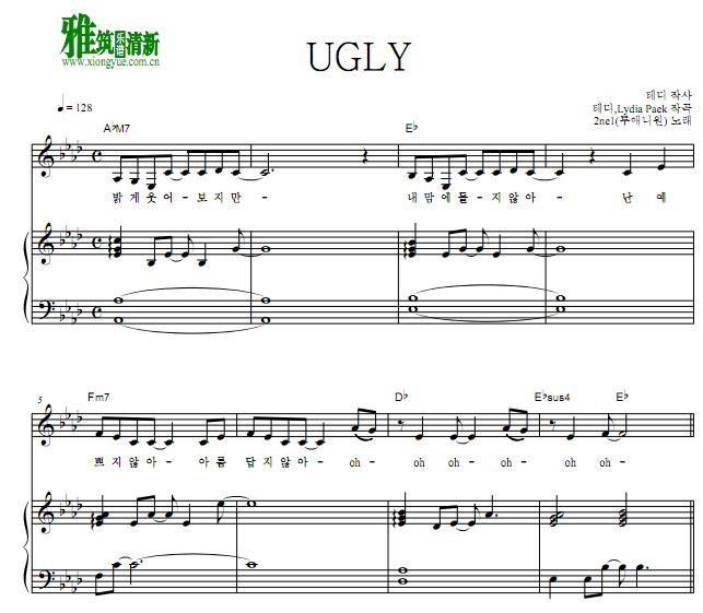 2ne1 - UGLY 钢琴伴奏谱