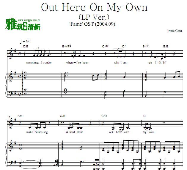 Irene Cara - Out Here On My Own歌谱 正谱 钢琴谱