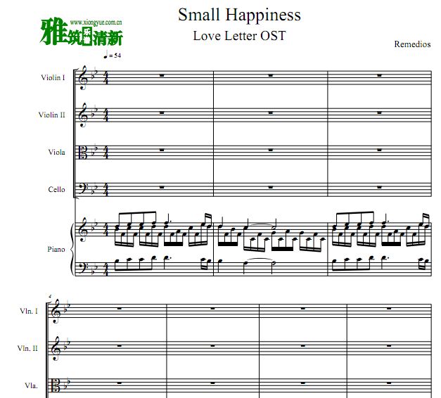情书 Small Happiness钢琴五重奏谱