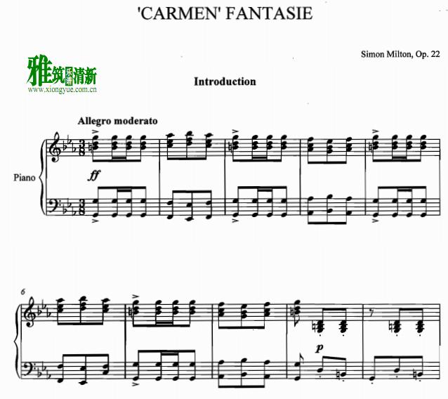 卡门幻想曲 Carmen Fantasy单簧管钢琴伴奏谱