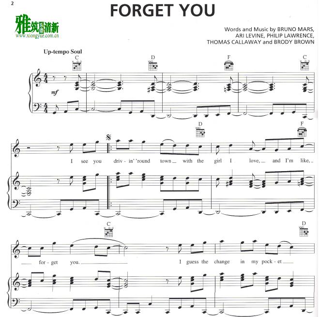 Cee Lo Green - forget you钢琴谱