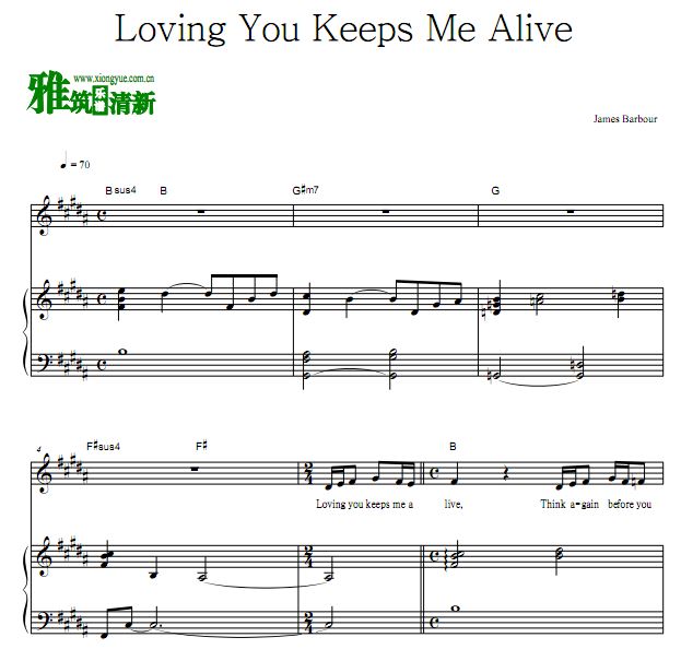 德古拉 Dracula OST - Loving You Keeps Me Alive 钢琴伴奏声乐歌谱