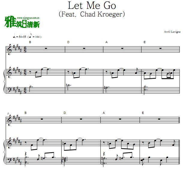 Avril Lavigne - Let Me Go钢琴伴奏谱 正谱