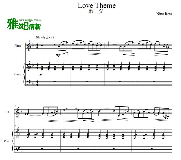 教父 Love Theme 柔声倾诉长笛钢琴二重奏谱