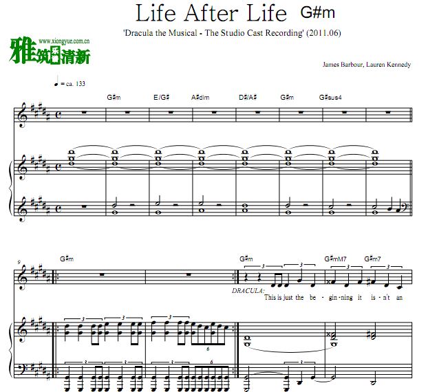 德古拉 Dracula OST - Life After Life 声乐歌谱 钢伴谱 唱谱