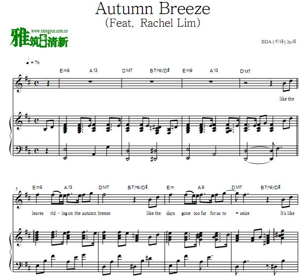 JIDA - Autumn Breeze歌谱 正谱 钢琴谱
