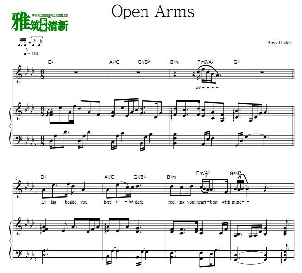 Boyz II Men - Open Arms歌谱 正谱 钢琴谱