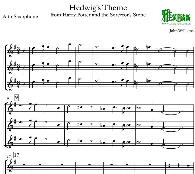 Hedwig's Theme海德薇主题中音萨克斯三重奏谱