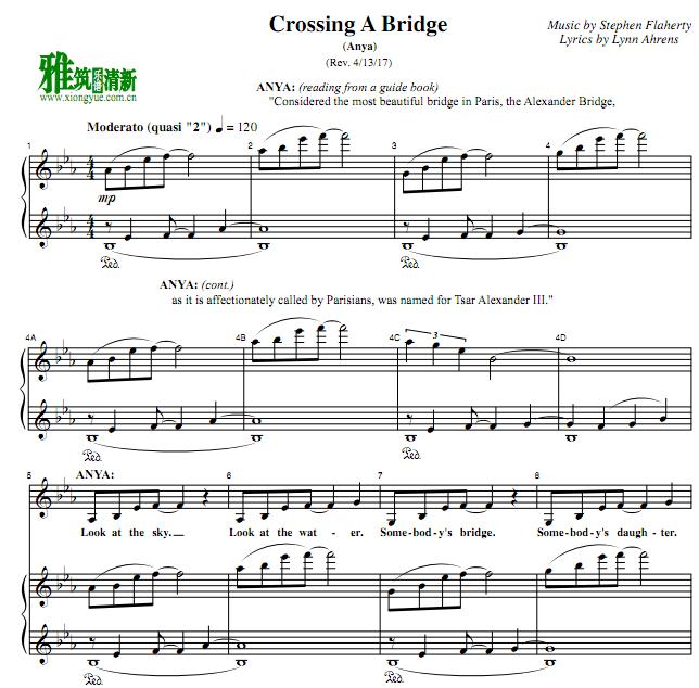 Anastasia真假公主 - Crossing A Bridge钢琴伴奏谱