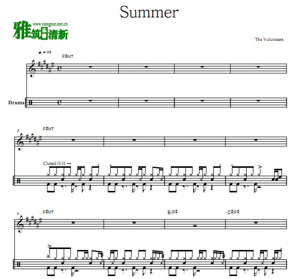 Volunteers - Summer鼓谱 