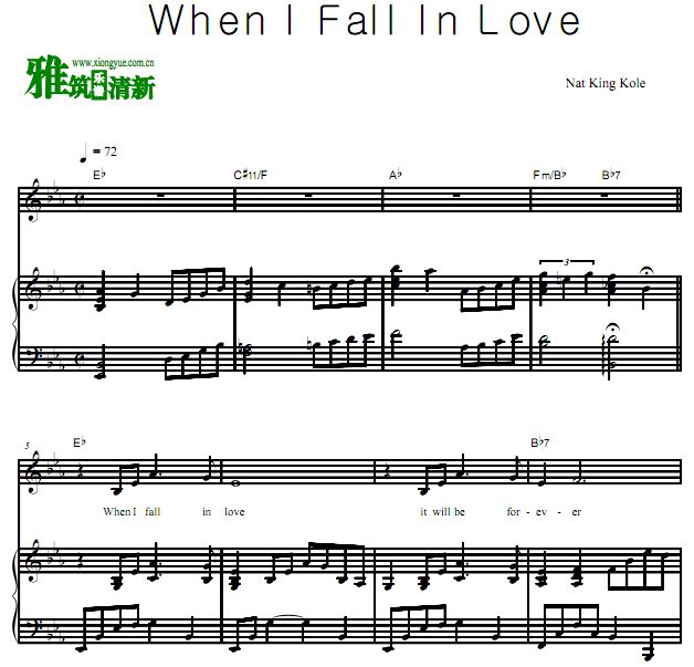 Nat King Cole - When I Fall In Love歌谱 正谱 钢琴谱