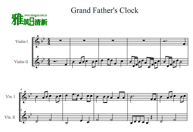 古老的大钟 Grandfather's Clock小提琴二重奏谱