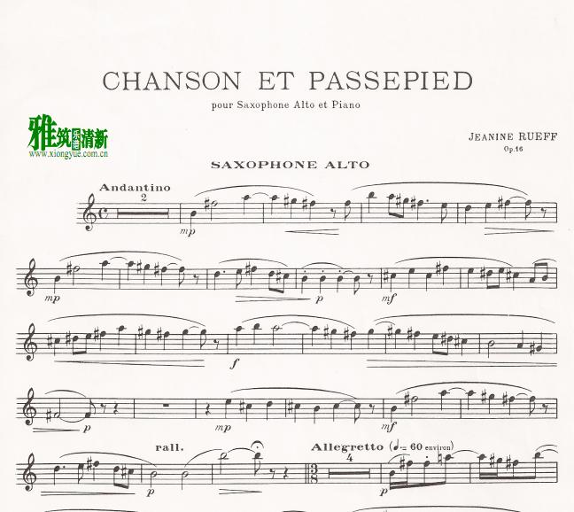 Rueff - Chanson Et Passepied ˹