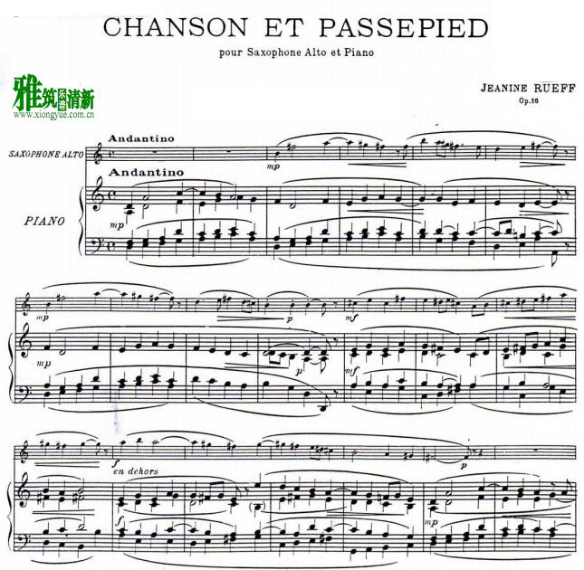jeanie Rueff - Chanson Et Passepied 萨克斯钢琴伴奏谱