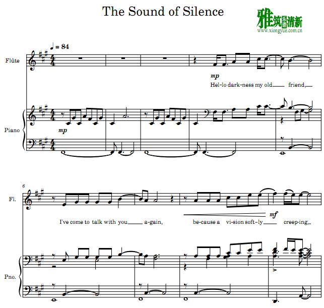 The Sound of Silence长笛钢琴重奏谱