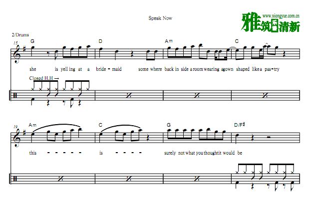 Taylor Swift - Speak Now 架子鼓谱