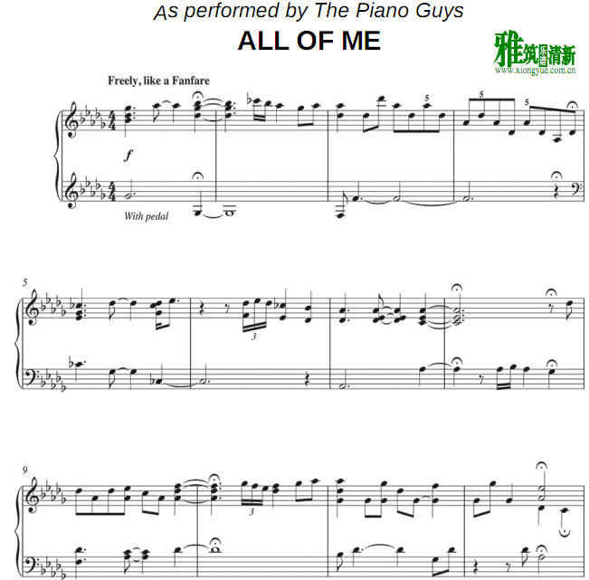 The Piano Guys版 All Of ME钢琴谱