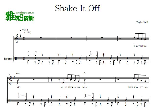Taylor Swift - Shake It Off 爵士鼓谱