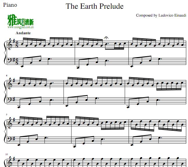 Ludovico Einaudi - The Earth Prelude钢琴谱