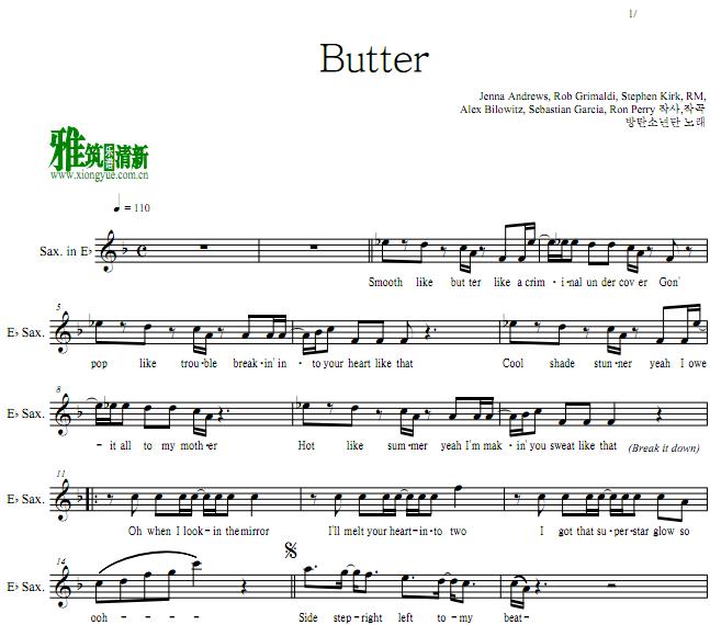 bts butter萨克斯谱