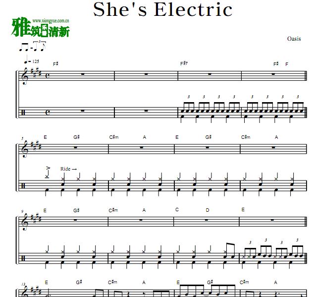 Oasis 绿洲乐队 - She's Electric 架子鼓谱