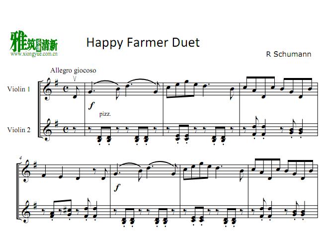 快乐农夫 小提琴二重奏谱 Happy farmer