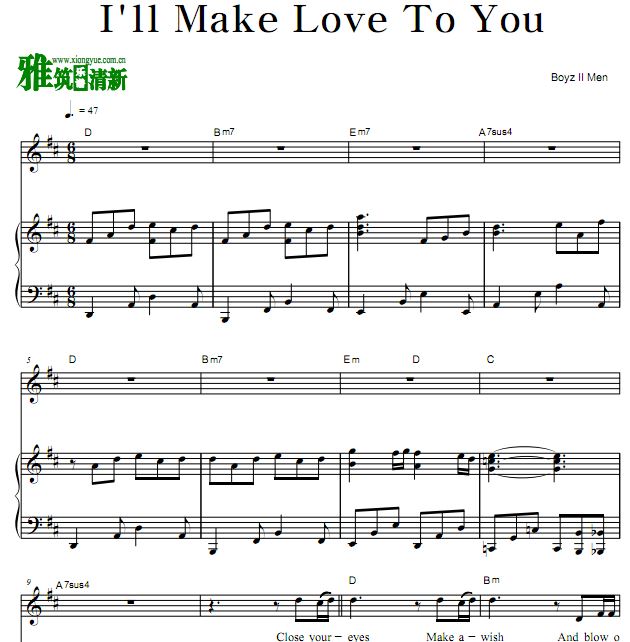 Boyz II Men - I'll Make Love To You (I Will Love You)歌谱 钢琴谱