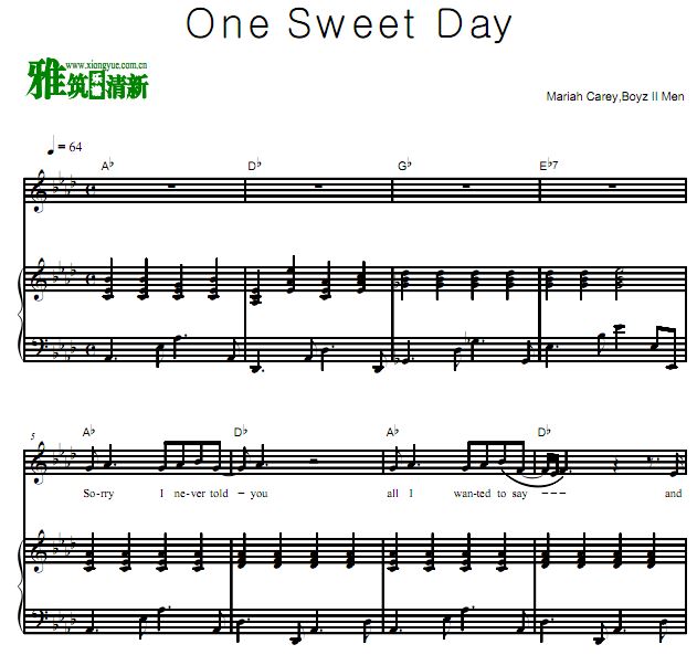 Mariah Carey,Boyz II Men - One Sweet Day歌谱 正谱