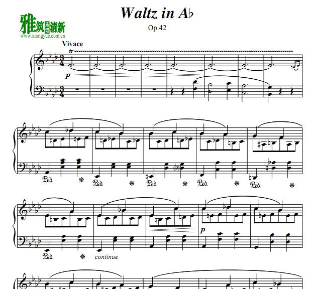 肖邦 圆舞曲 Waltz op.42钢琴谱
