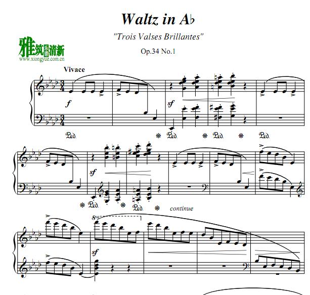肖邦 圆舞曲 Waltz op.34钢琴谱