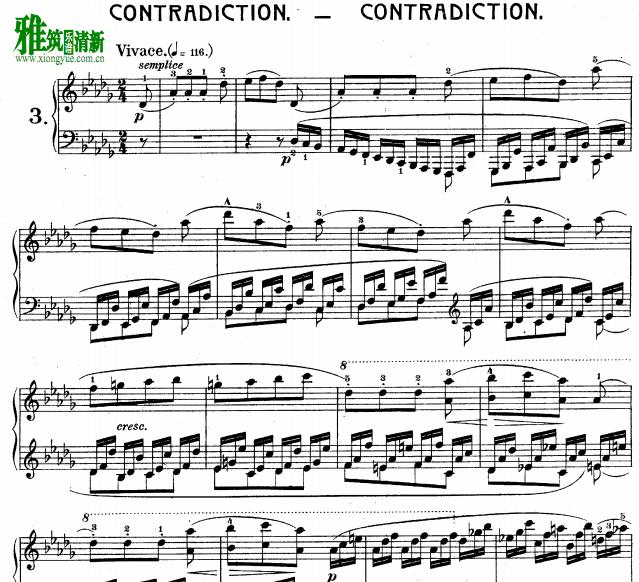  Étude No.3 en ré bémol majeur Contradiction，Op.95钢琴谱