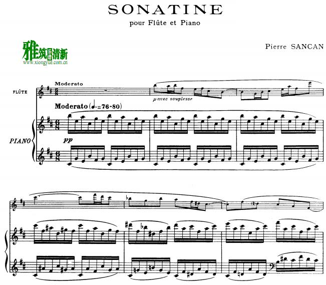 Pierre Sancan - Sonatina长笛钢琴伴奏谱