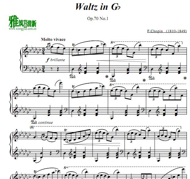 肖邦 圆舞曲 4 Waltzes Op.70 钢琴谱