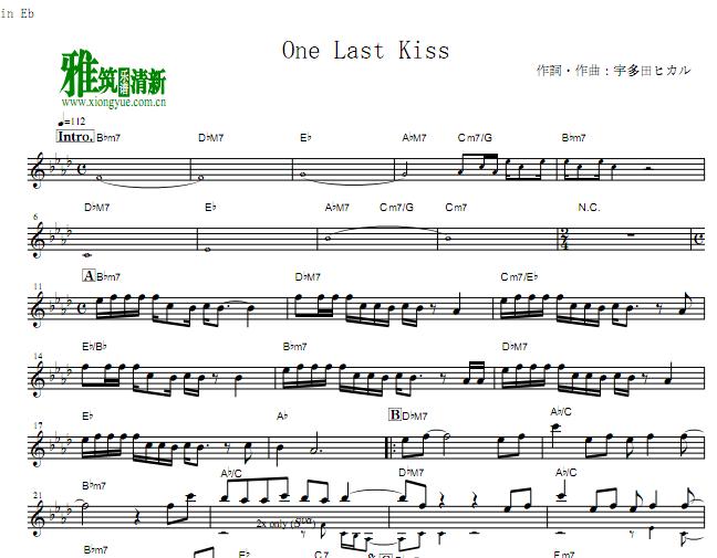 宇多田光 新世纪福音战士  - One Last Kiss萨克斯谱