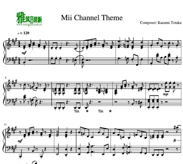 mii channel theme钢琴谱
