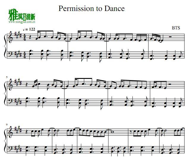 BTS - Permission to Dance钢琴谱