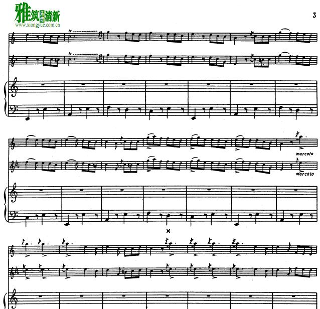 圣桑 tarentelle塔兰泰拉舞曲 Op.6长笛单簧管钢琴重奏谱